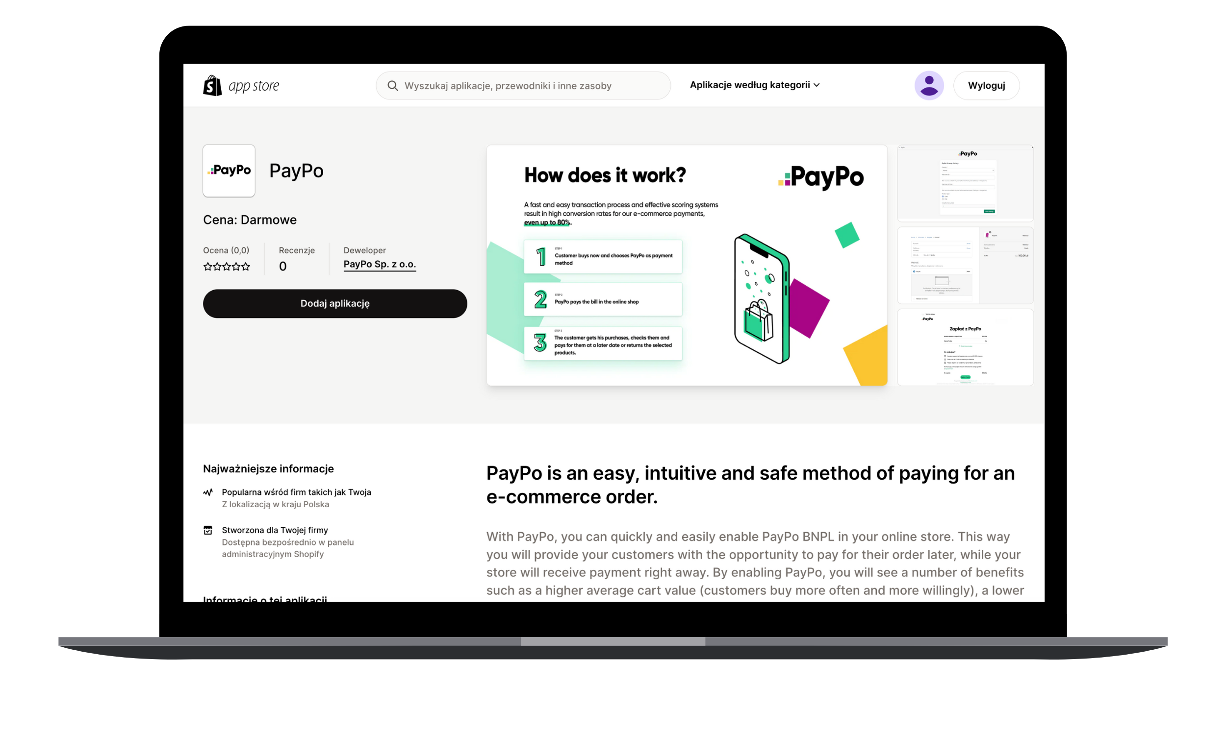 PayPo Shopify App Store
